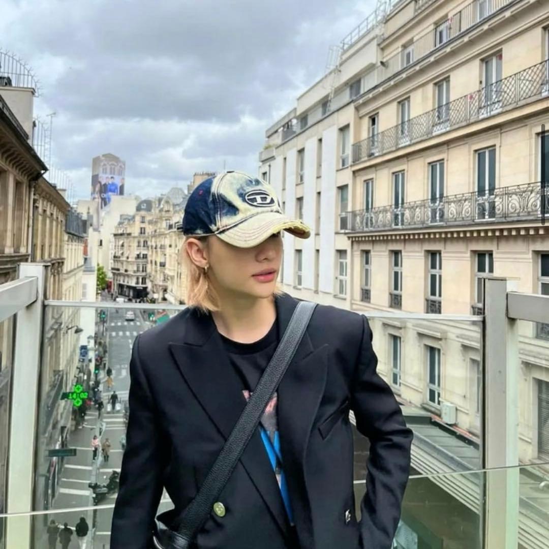 ヒョンジン着用 DIESEL デニム キャップ ロゴ ダメージ C-Seymon