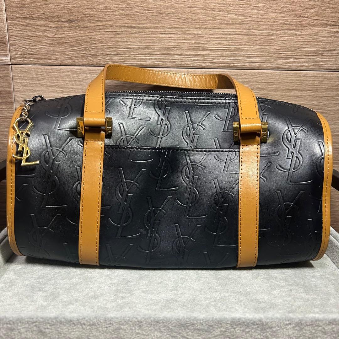 YSL イヴ・サンローラン エンボス加工 レザーハンドバッグ ミニ
