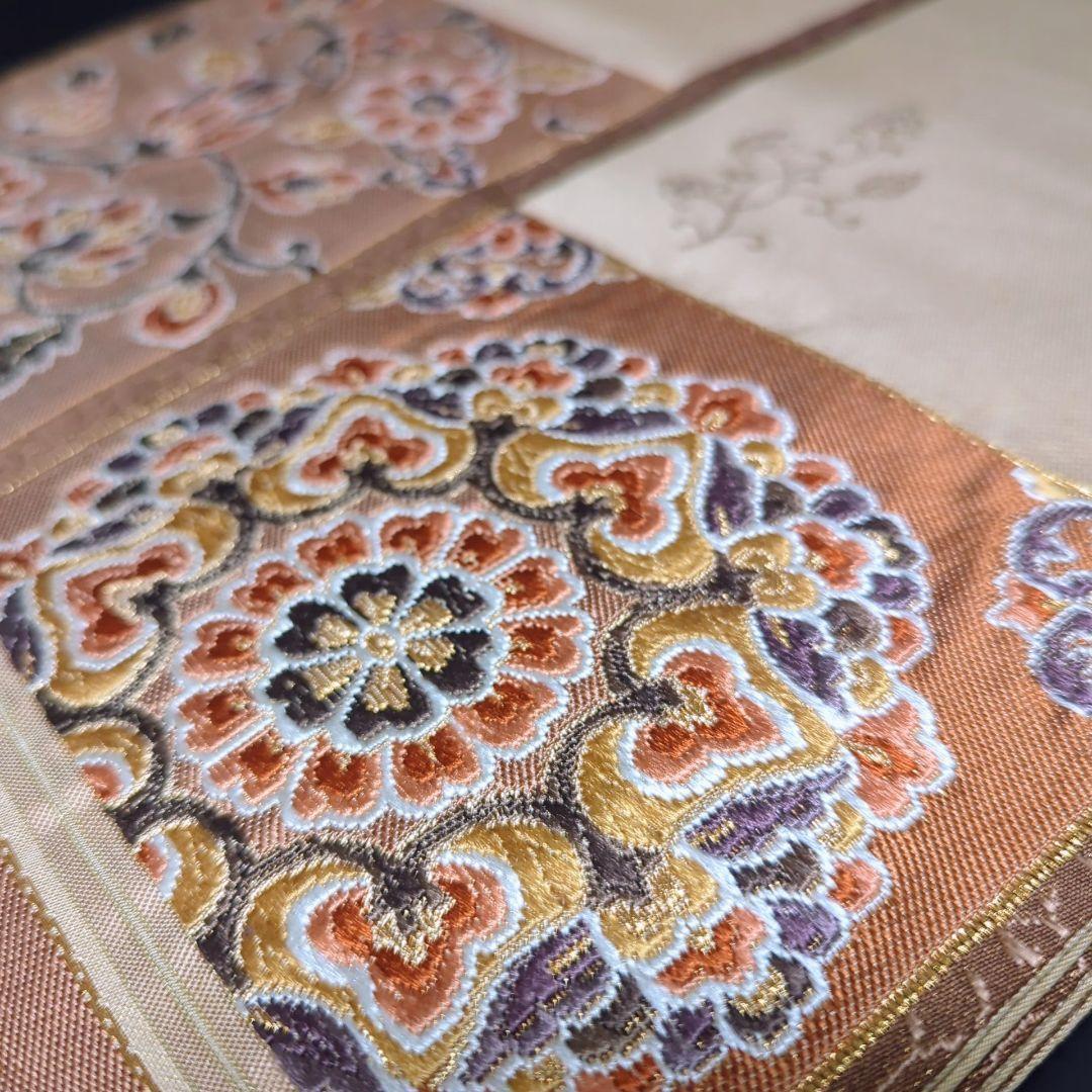 H-602 袋帯 正絹 六通 金糸 花喰鳥 華文 植物文様 - メルカリ