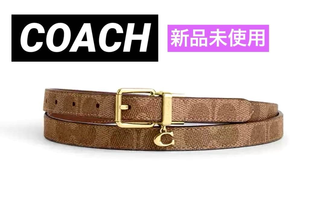 【新品未使用】COACHコーチ★ベルト★リバーシブル★シグネチャー★チャーム付 COACH（コーチ） 国内発送 ベルト レディース COACH 25MM シグネチャー
