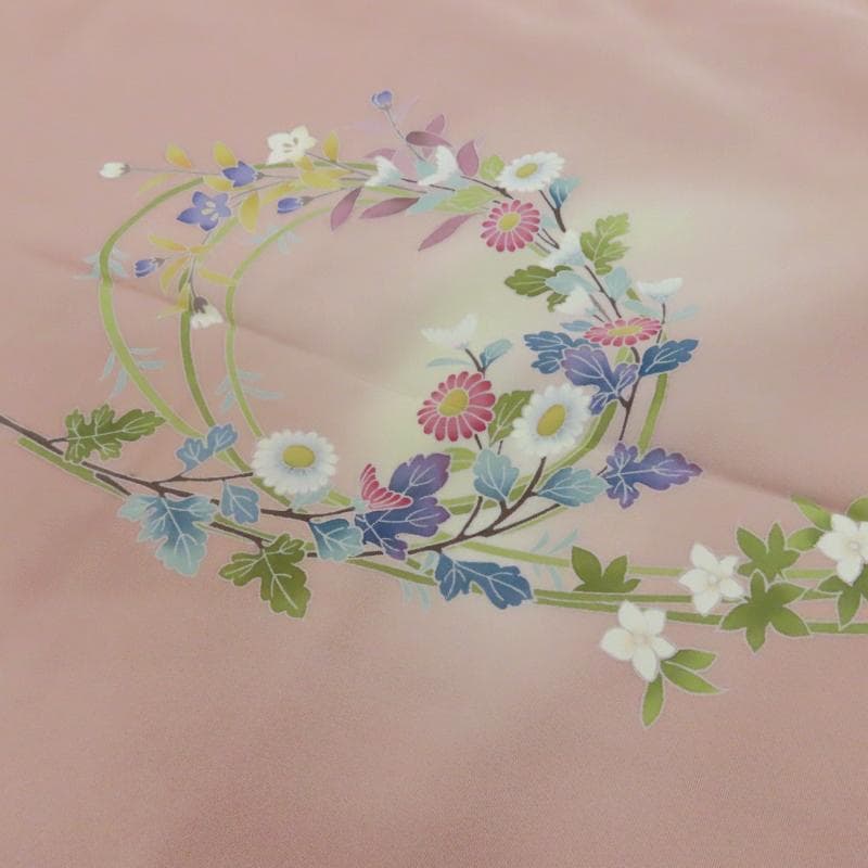 Club藤☆付け下 十日町友禅 花輪紋様 お茶席着物 フォーマル (3344