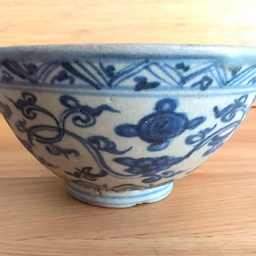 ベトナム骨董 安南焼 茶碗 呉須安南 アンティーク 置物 インテリア 古