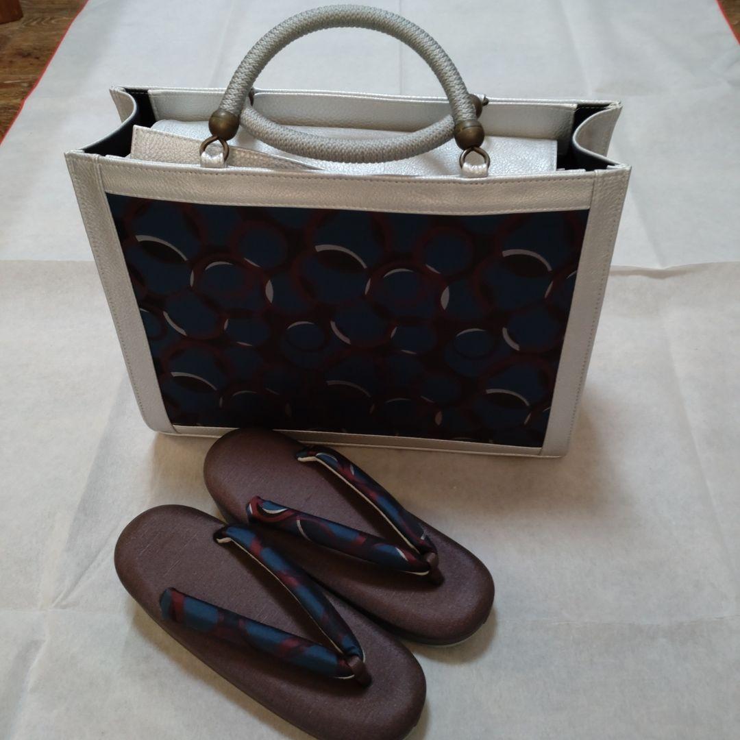 【新品】和装用バッグと揃いの低反発L草履セット　オーダー品　大容量バッグ　モダン 新品】和装用バッグと揃いの低反発L草履セット オーダー品 大容量