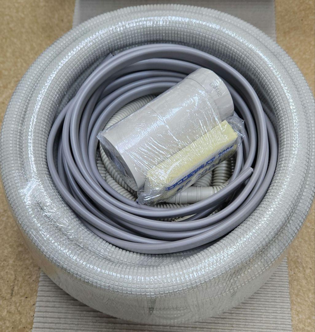 6m◆エアコン配セット◆2分３分フレア加工済◆VVF、非粘着テープ2個◆新品 関東器材 2分3分 ペアコイル 配管セット パイプのみ 6m 6P-P