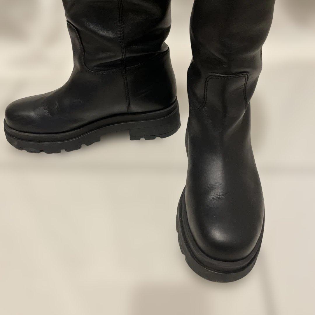 MARITAN ブラックレザーロングブーツ