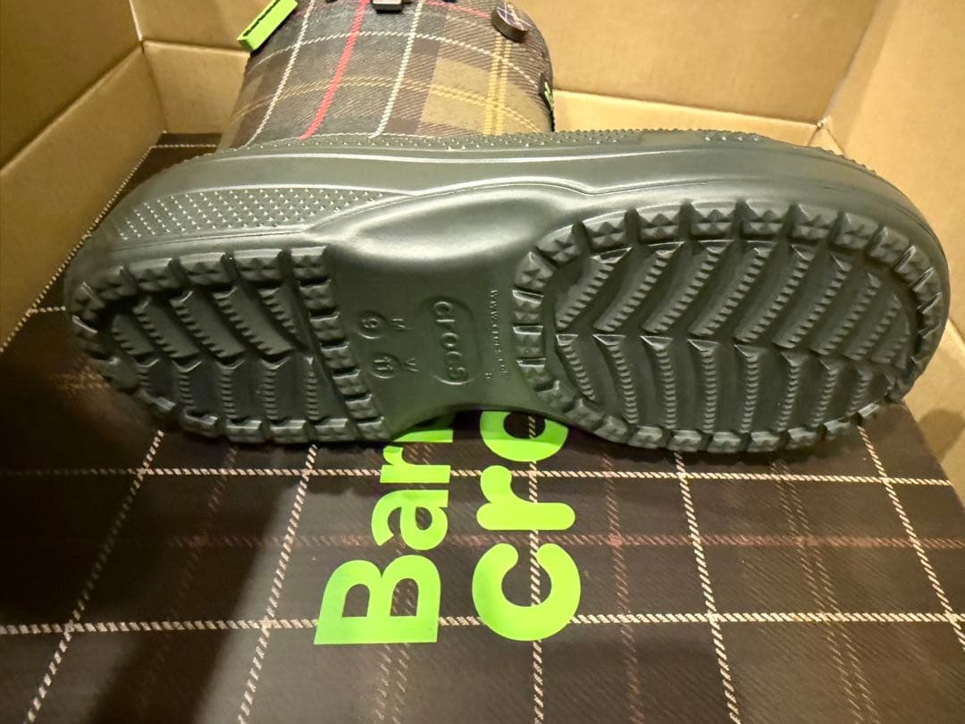 《Barbour × Crocs》タータンチェックウェリントン ブーツ　サイズ8