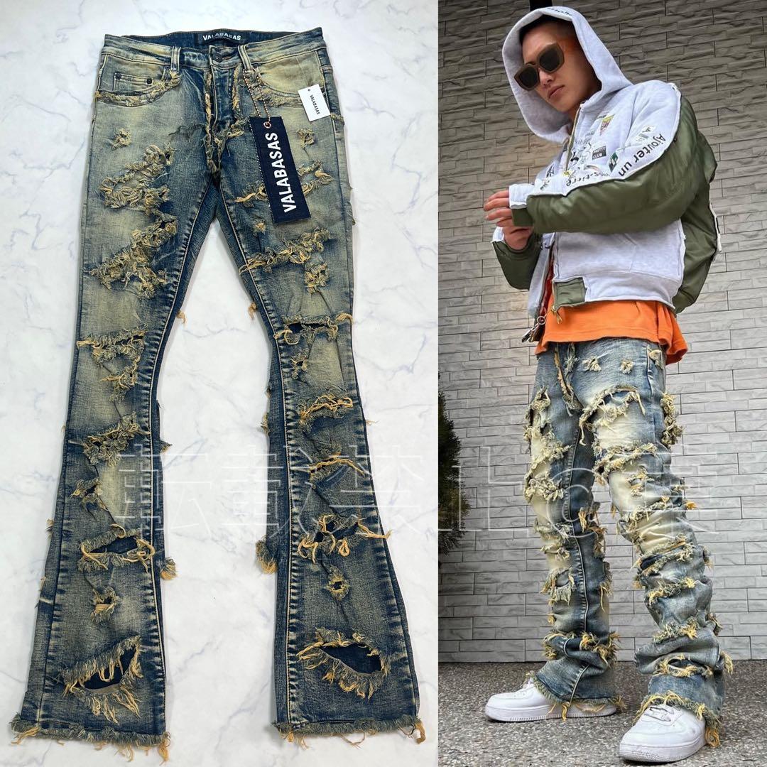 VALABASASバラバサス ハードクラッシュ スキニーフレアデニム 新品 29