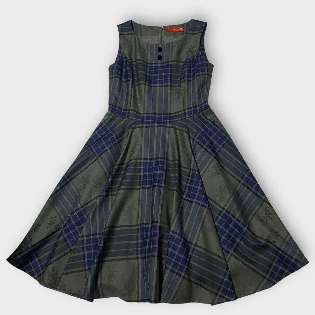 美品】York land ヨークランド ライオンジャガード チェックワンピース