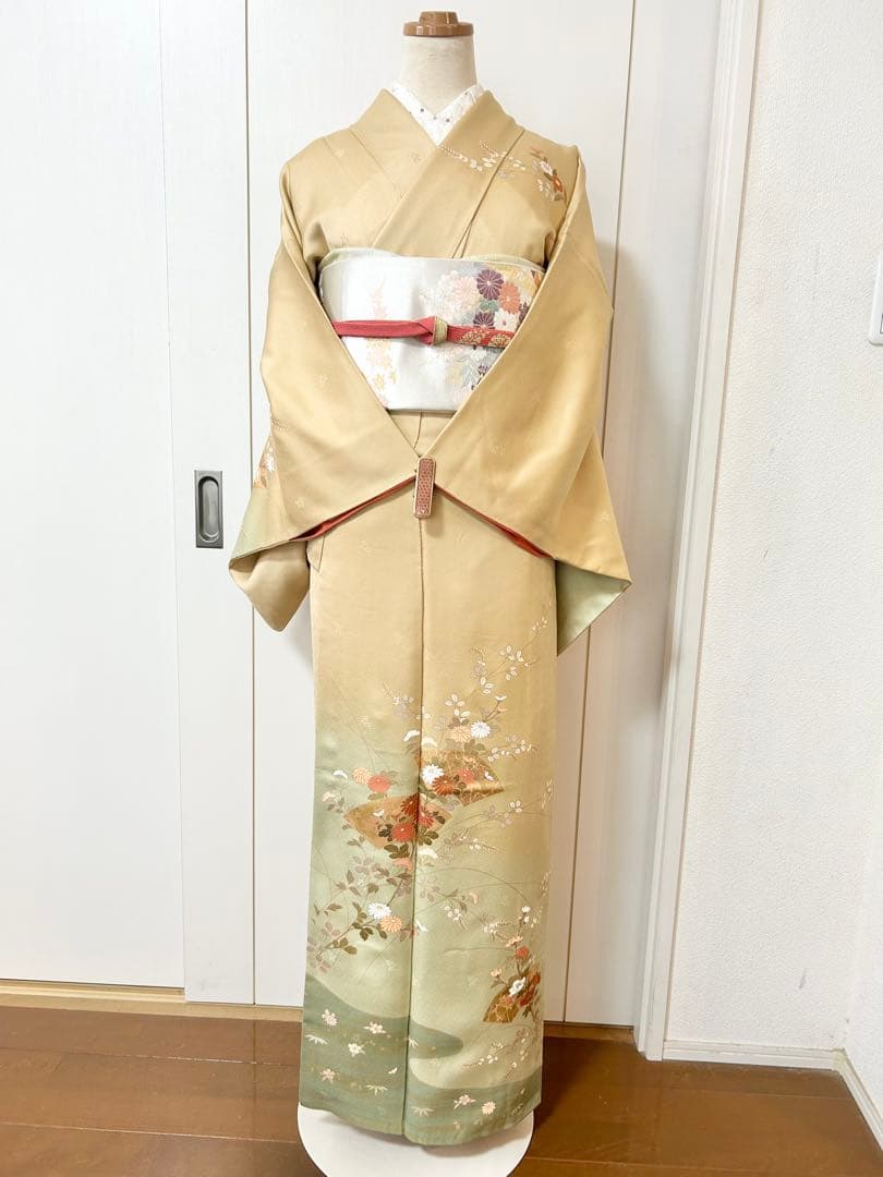 yan様専用 裄丈長め 鈴乃屋誂製 ガード加工済み 正絹訪問着 フルセット