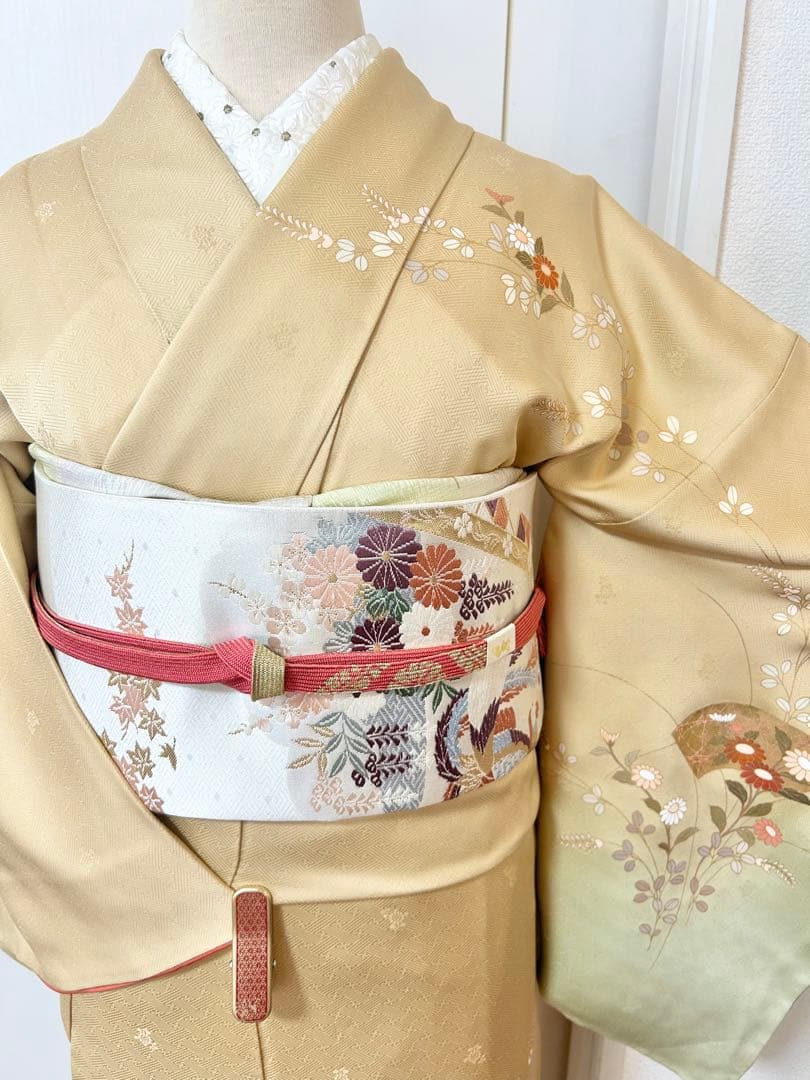 yan様専用 裄丈長め 鈴乃屋誂製 ガード加工済み 正絹訪問着 フルセット