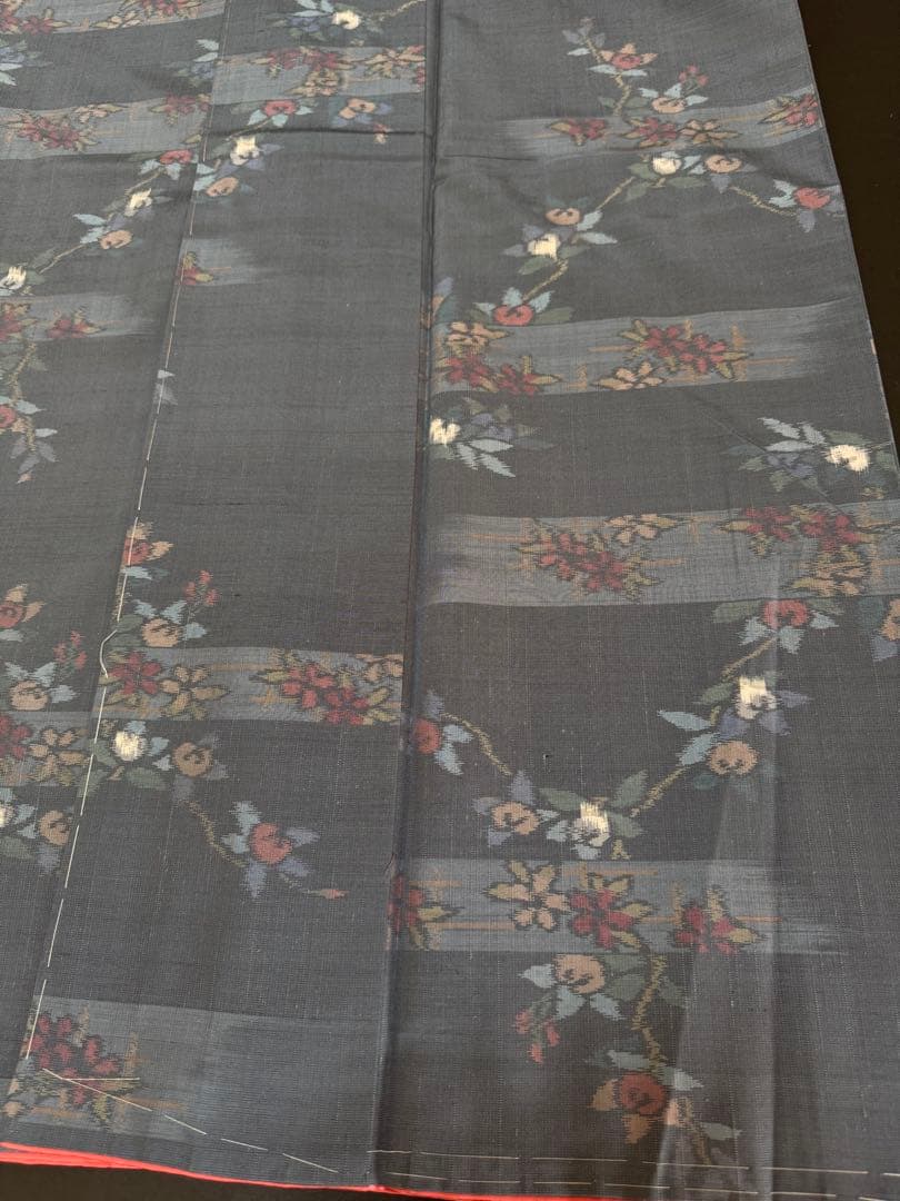 銘品新品】日本三大紬「信州上田紬」草木染 すみれ色「橘の花文様