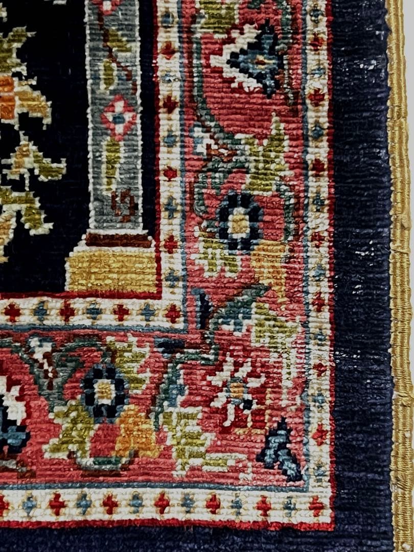 絵画 額装 最高級 オールド ヘレケ シルク ペルシャ絨毯 工房名サイン