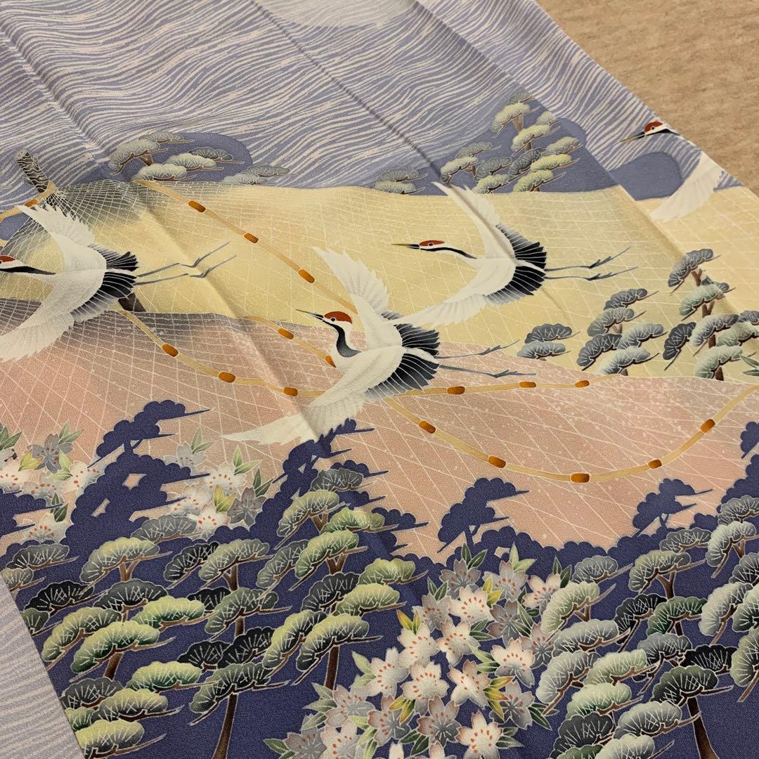 yamaguchi様極美品☆加賀友禅訪問着袷☆落款あり☆舞鶴☆グレー