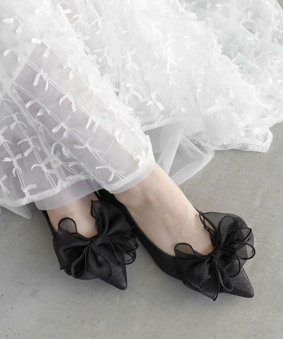 美品】RANDA 2WAY リボンラメフラットパンプス - メルカリ