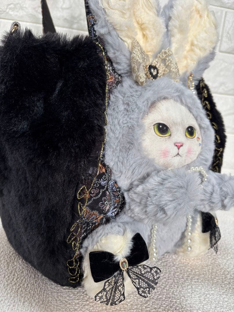 山*ば様 コヤンイサムチョン ファーバッグ ギムくん グレーうさちゃん