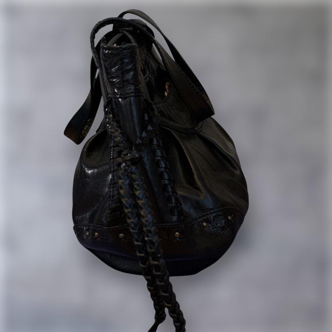 ANNA SUI アナスイ 本革レザー フリンジ スタッズ 蝶 ブラック y2k