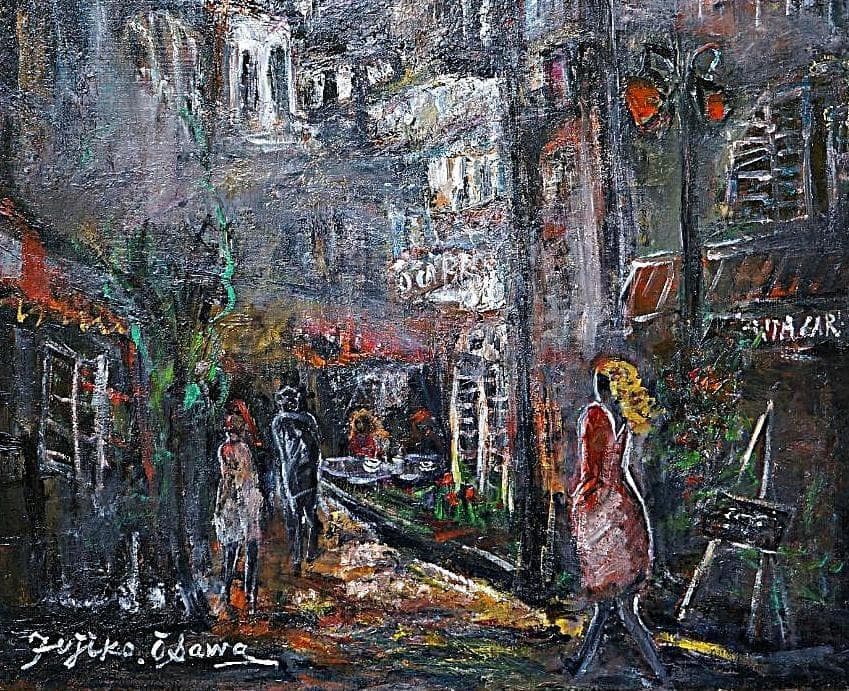 大澤扶二子□パリの街角□F20号□油彩画□絵画□