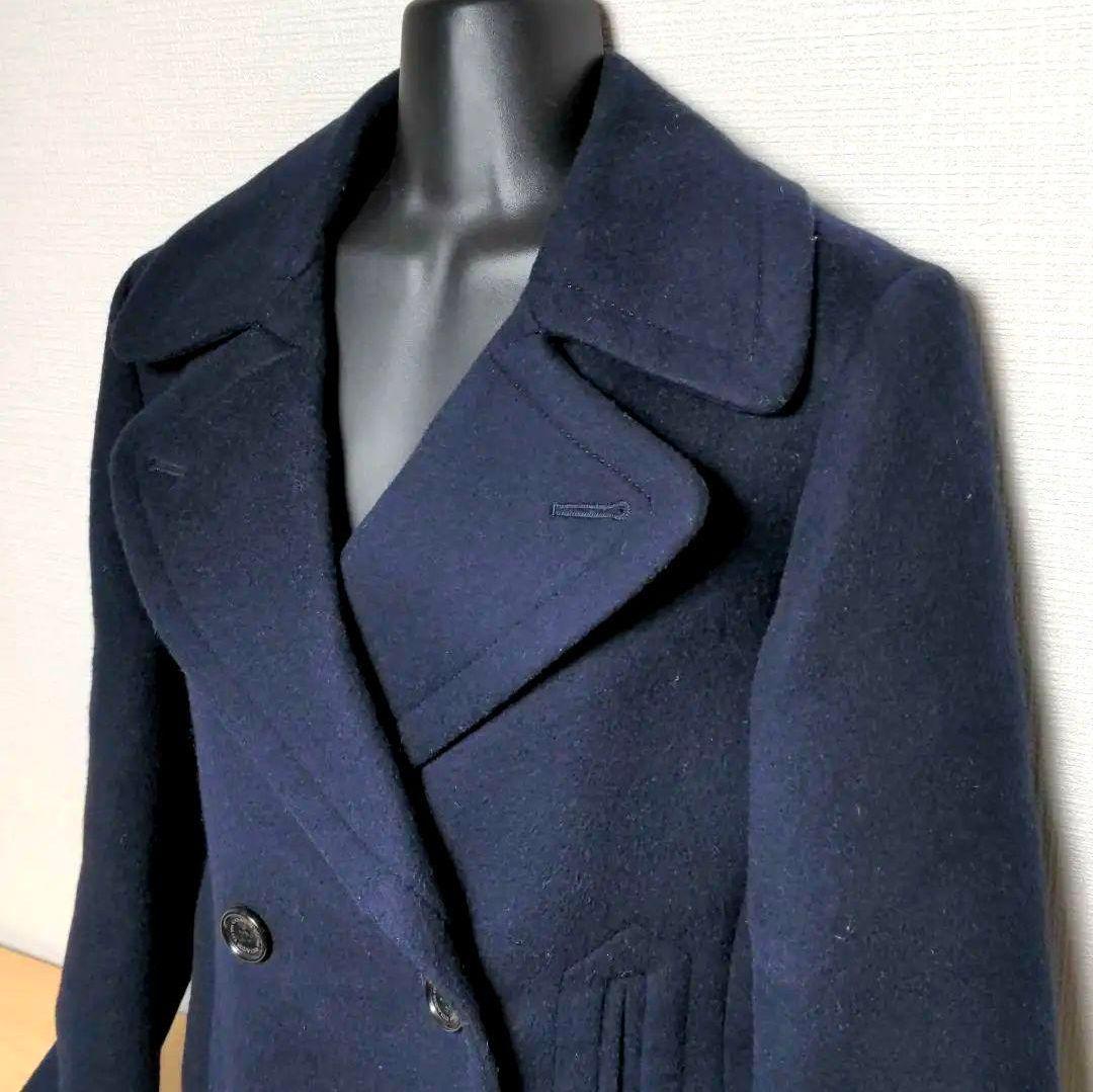 aq11. COACH ウールPコート ネイビー レディースLサイズ相当 - メルカリ