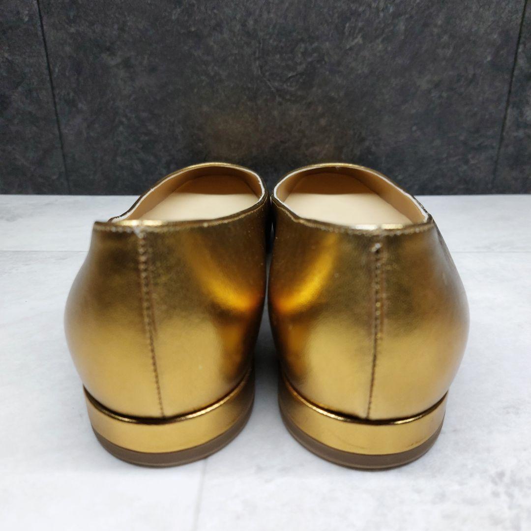 フランチェスコルッソ ゴールドフラットシューズ 23.5cm