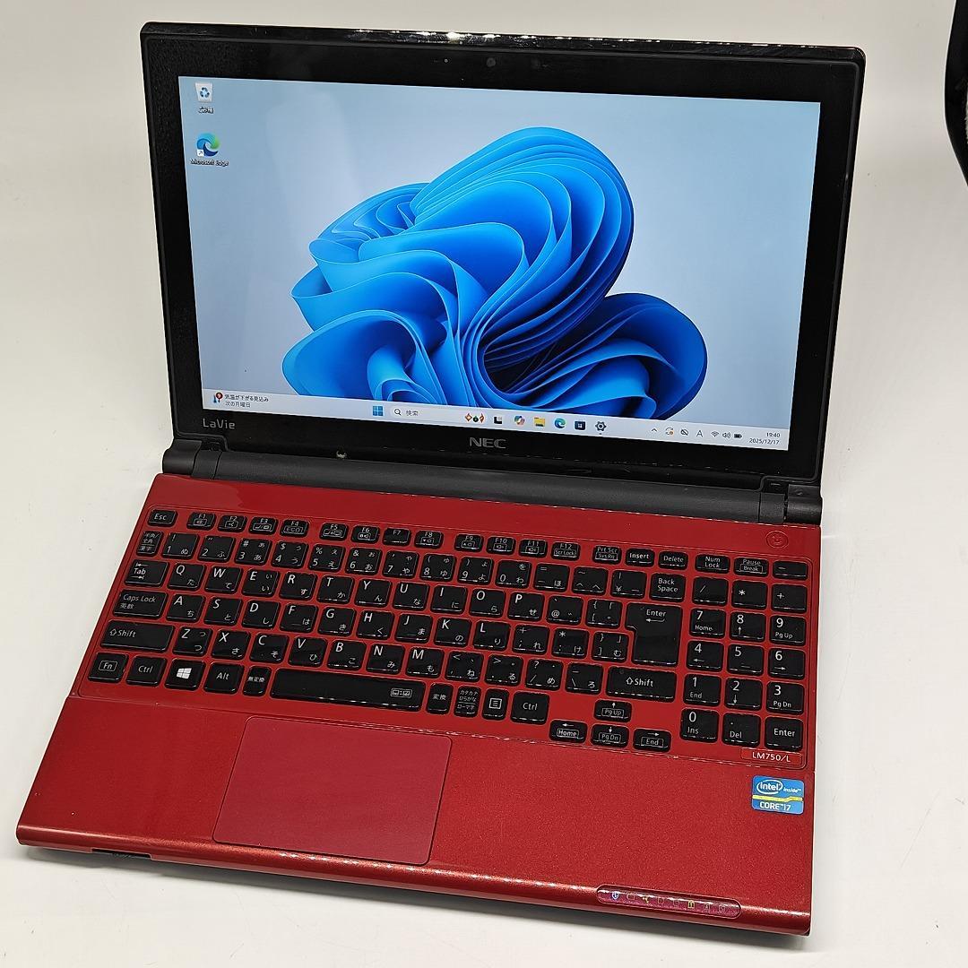NEC】LAVIE 高性能i7 SSD256GB 8GB レッド ノートPC 新着