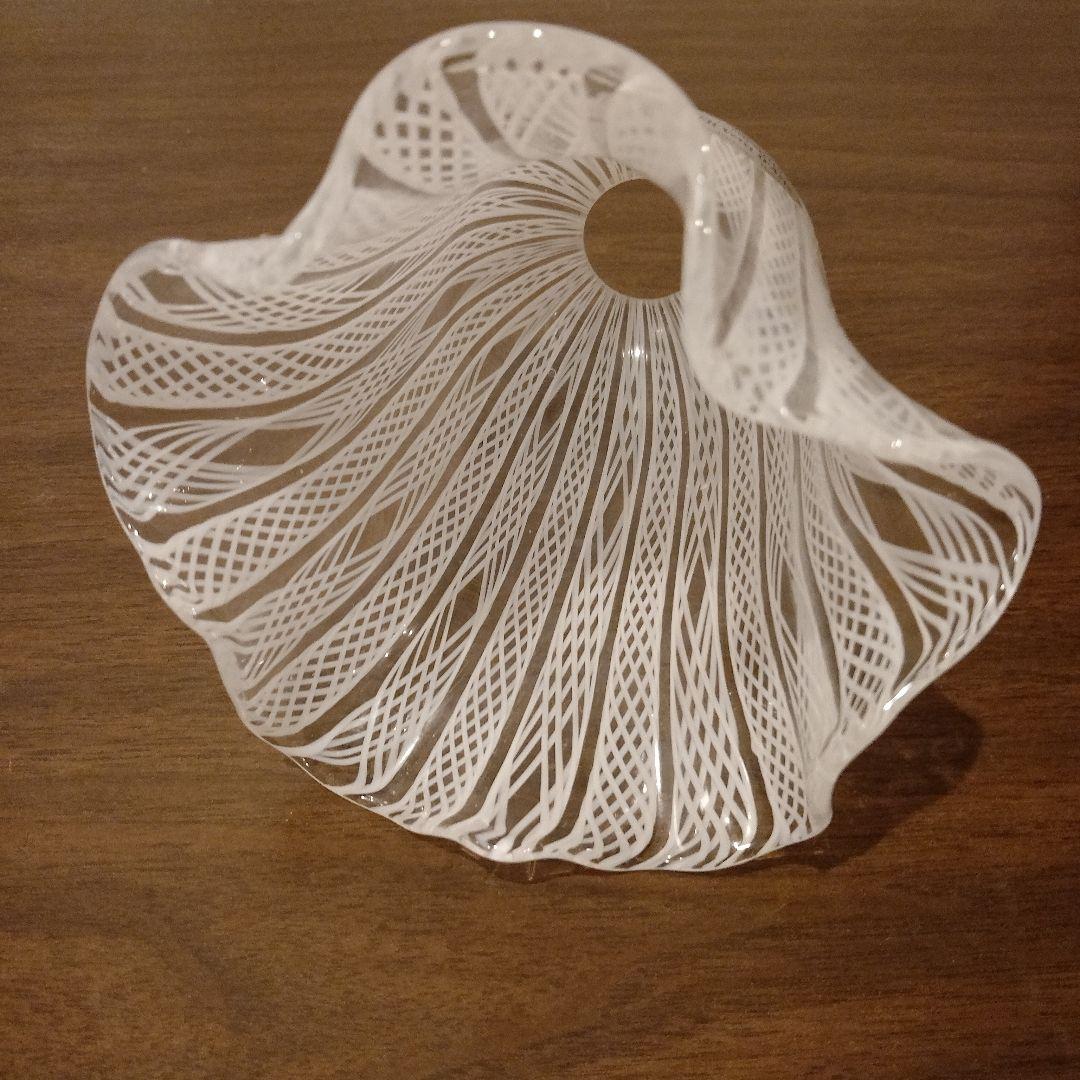 ベネチアンガラス ムラノ MURANO ランプシェード 白 レース インテリア