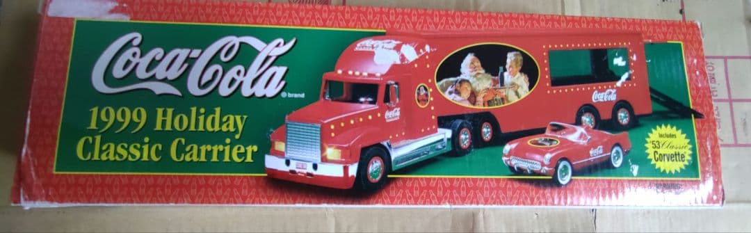 コカコーラ　クリスマス　トラック　1999 ホリデークラシック　モデルカー　レア Coca-Cola 1999 Holiday Classic Car Carrier Truck - Gold Version