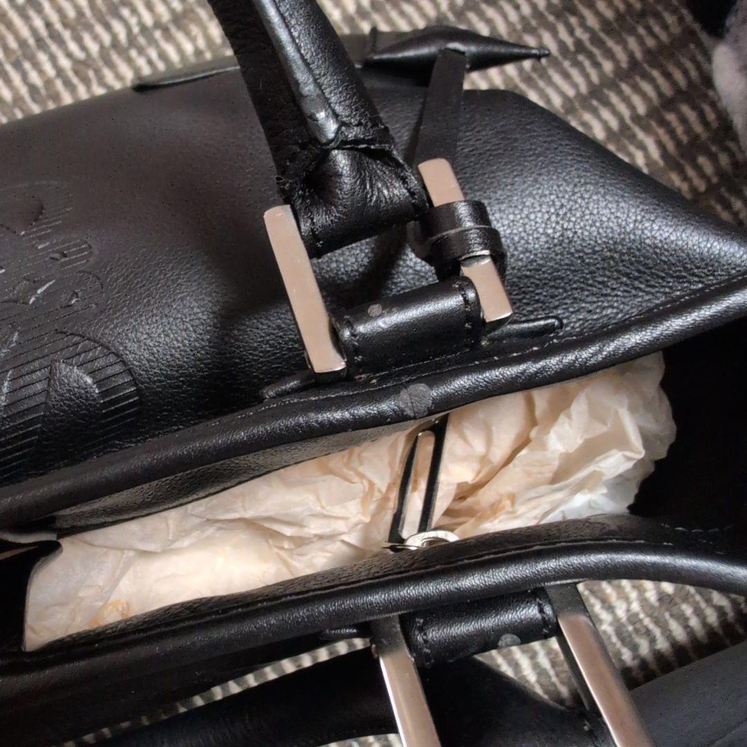 ロエベ 黒レザー トートバッグ エンボスロゴ - メルカリ