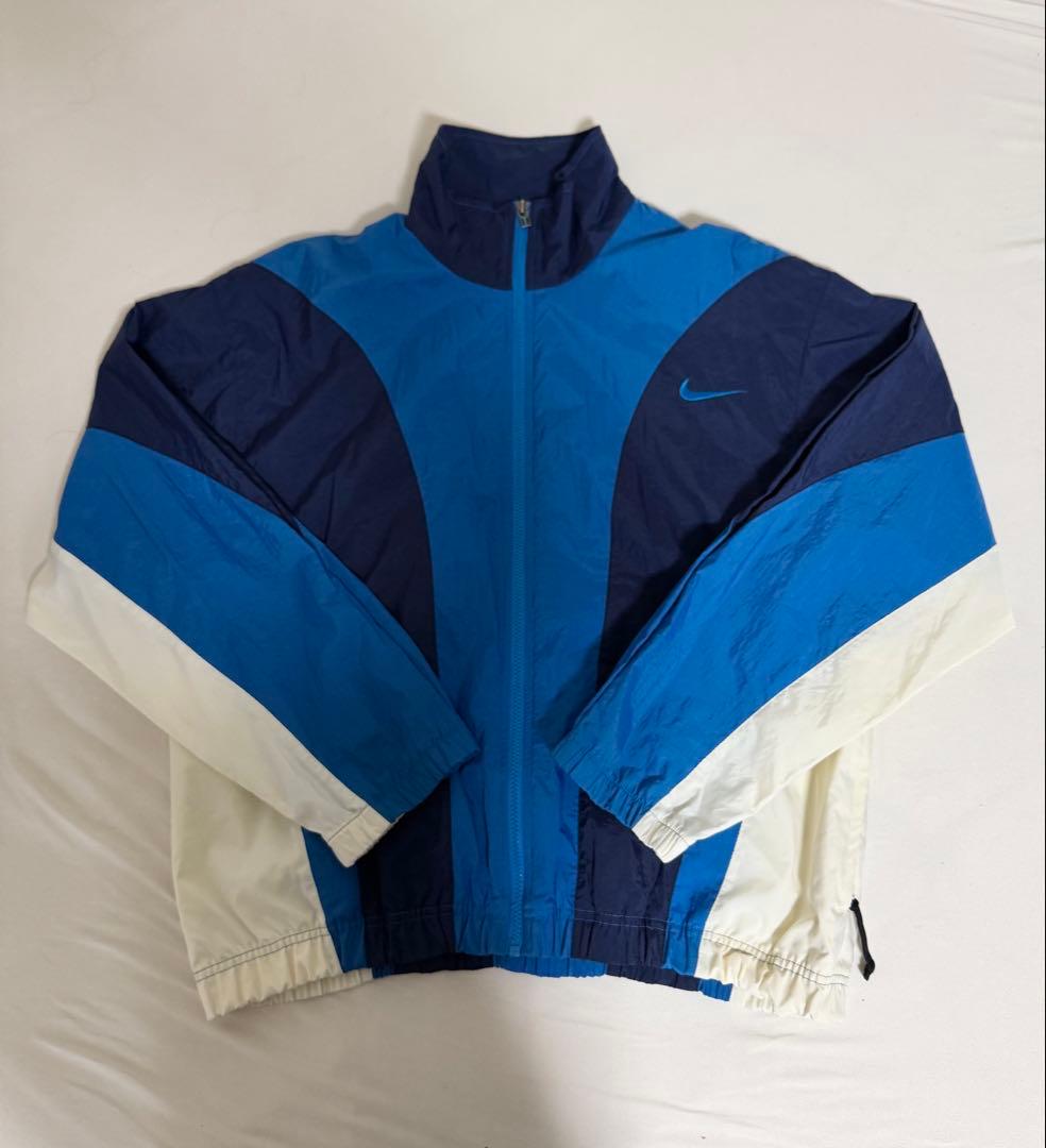白タグ 90's NIKE ナイキ ナイロンジャケット マルチカラー 刺繍ロゴ