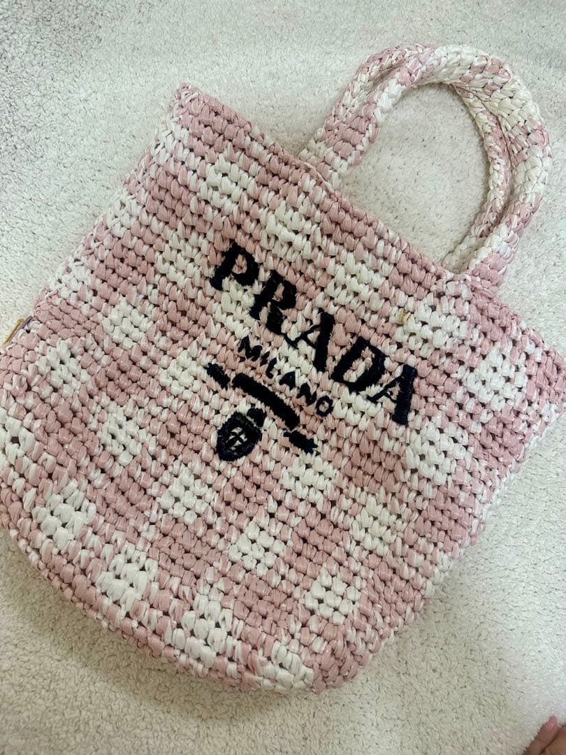 ♡PRADA ラフィア トートバッグ♡ ☆送料関税込☆PRADA ラフィア トートバッグ かごバッグ☆大人気