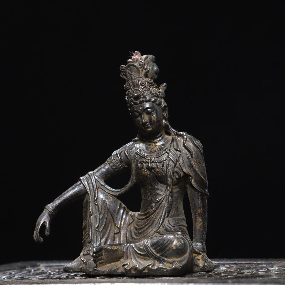 旧蔵古美術 純銅製 文房具 純銅製拓金 観音菩薩 仏像 居家供養 開運