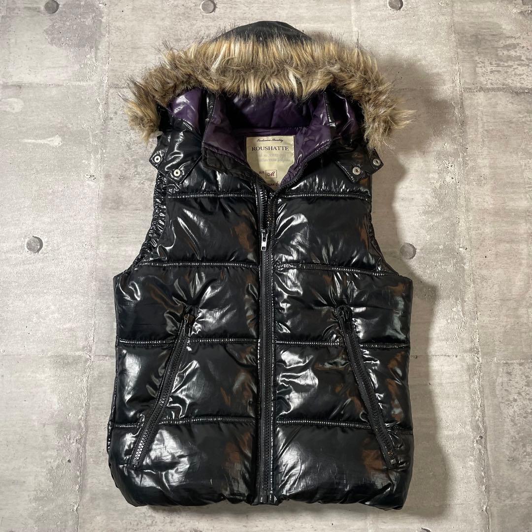 y2k ファー ダウンベスト 光沢 短丈 平成 ギャル男 00s archive - メルカリ