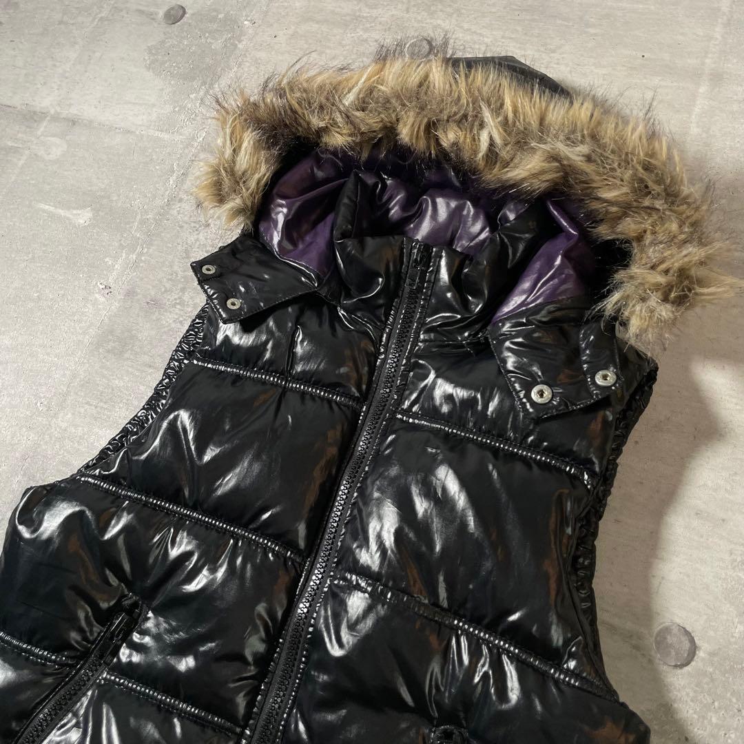 y2k ファー ダウンベスト 光沢 短丈 平成 ギャル男 00s archive - メルカリ