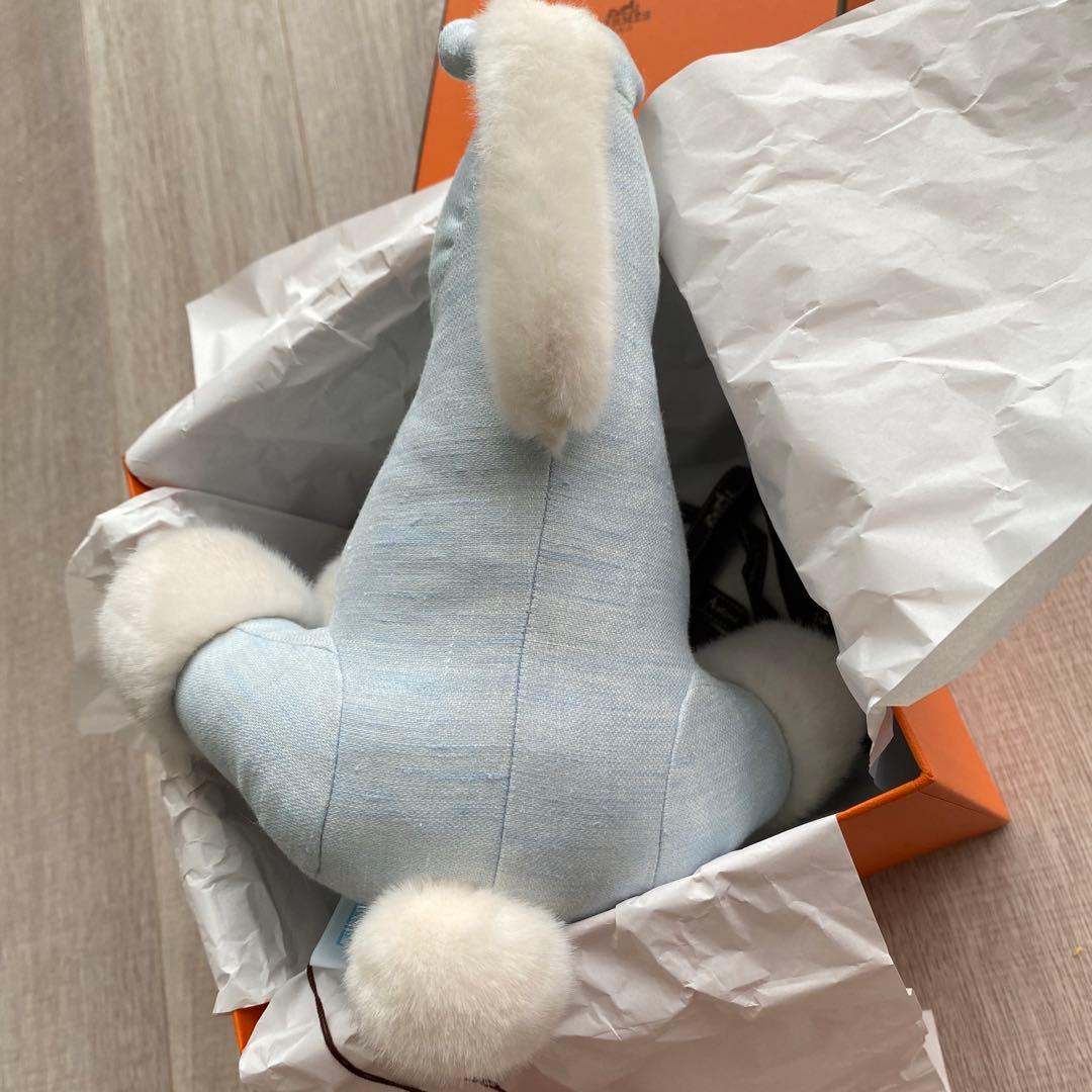 エルメス ベビーエルミー ホース 馬 ぬいぐるみ リネン ブルー 新品