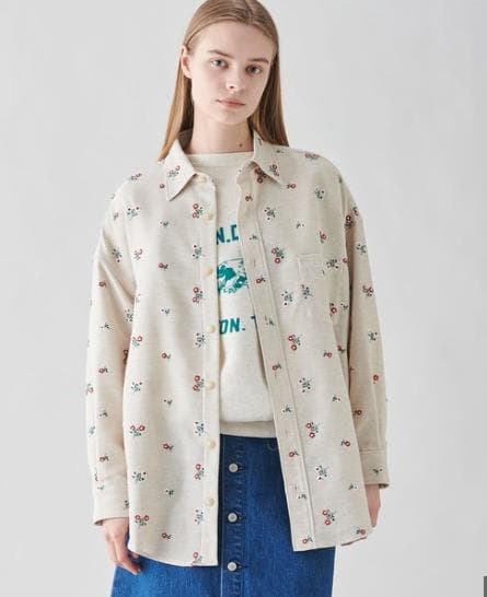 最終値下げ▽ほぼ新品☆TICCA 花 刺繍 シャツブルゾン ベージュ Bshop