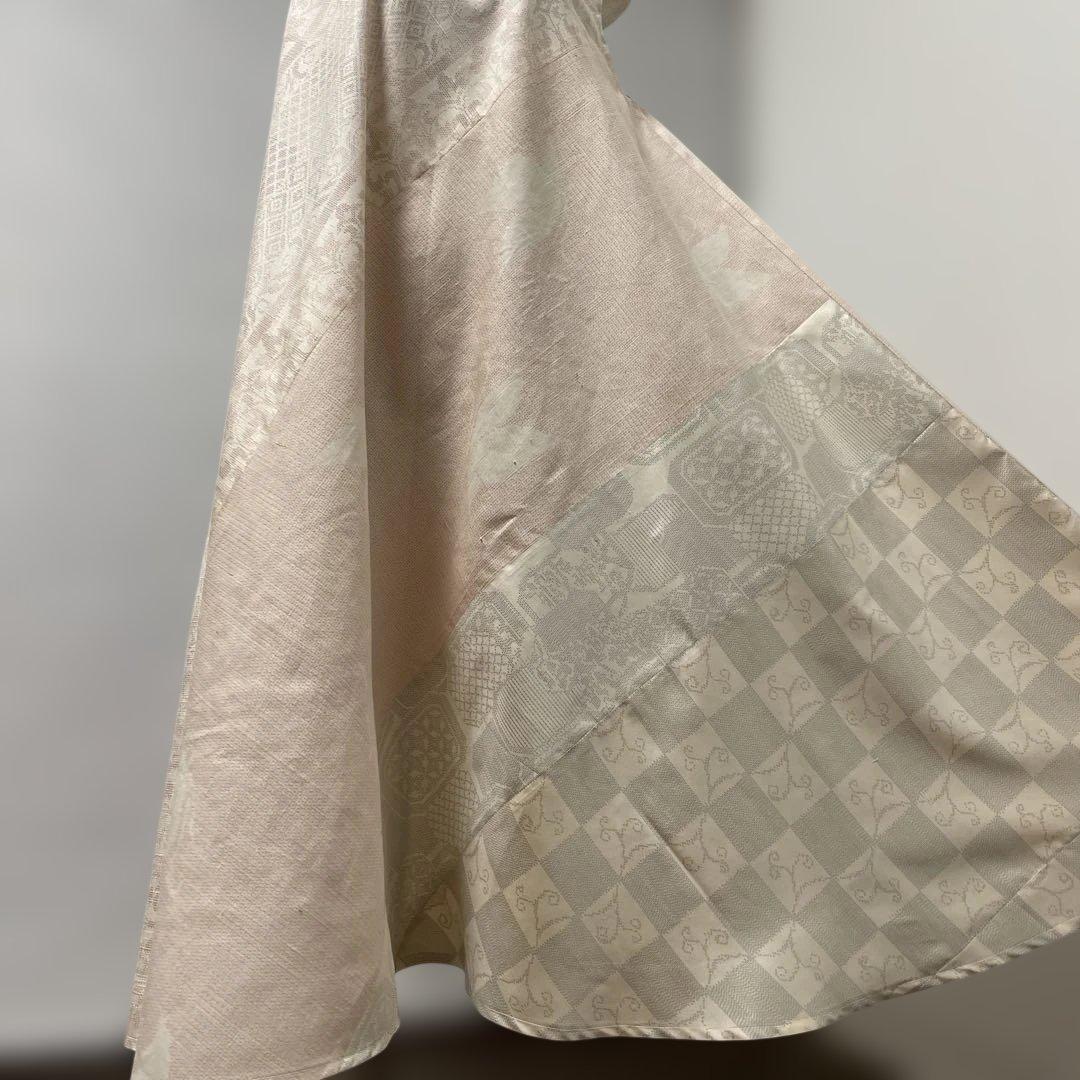 着物ワンピーステントラインマキシ丈《20》塩沢紬・結城紬・白大島紬等 L〜くらい