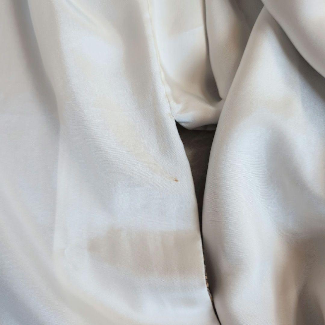 小紋付け下げ フルセット 着物 正絹 ブラウン 深緑 更紗 花 しつけ糸