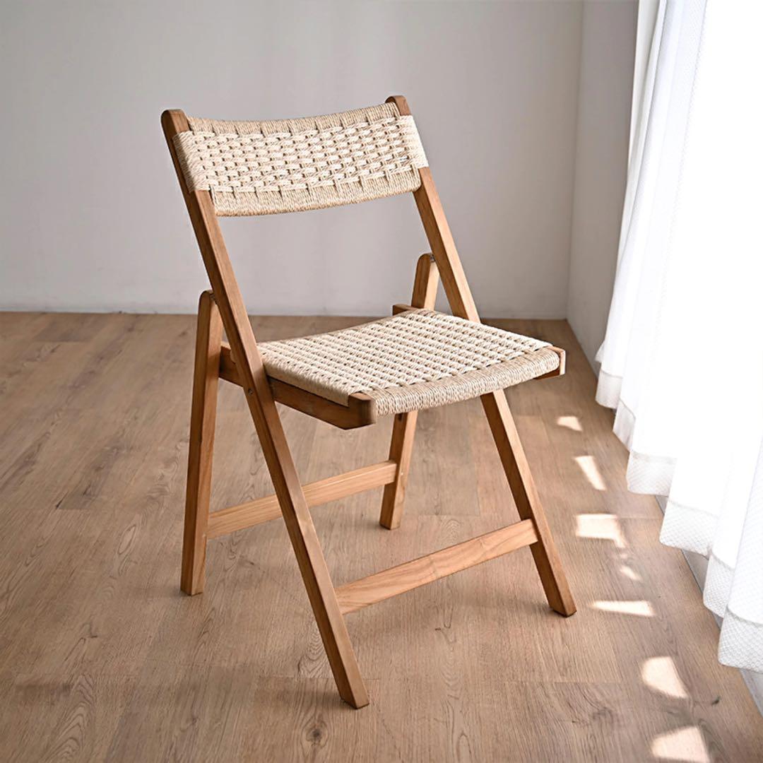 KAGLAB ペーパーコード×チーク材(ソープ仕上げ) 折りたたみチェア