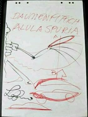 レア！ルイジコラーニCOLANI自筆サイン入りスケッチ「アルーラスプリア