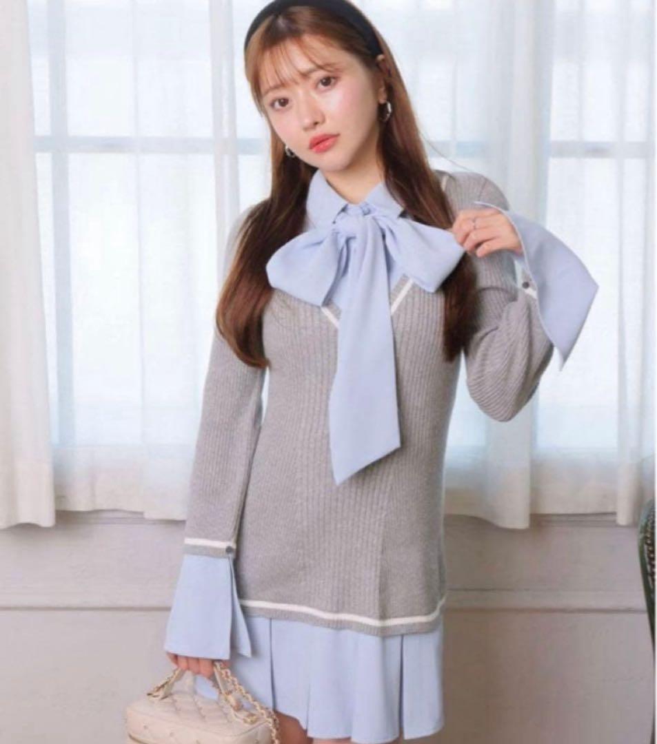 lipservice シャツドッキングプリーツワンピース♡リップサービス♡ LIP SERVICE（リップサービス）｜ シャツドッキングプリーツワンピース