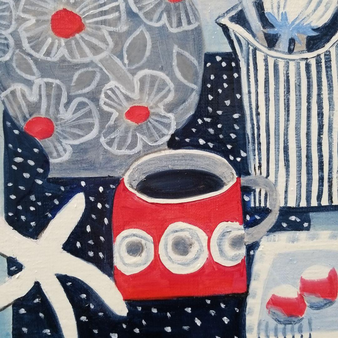 油絵 専用 月を見ながらのティータイム