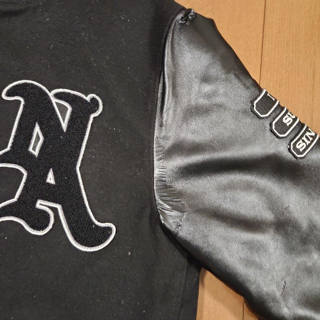 スタジャン ブラック ウール レザー - メルカリ