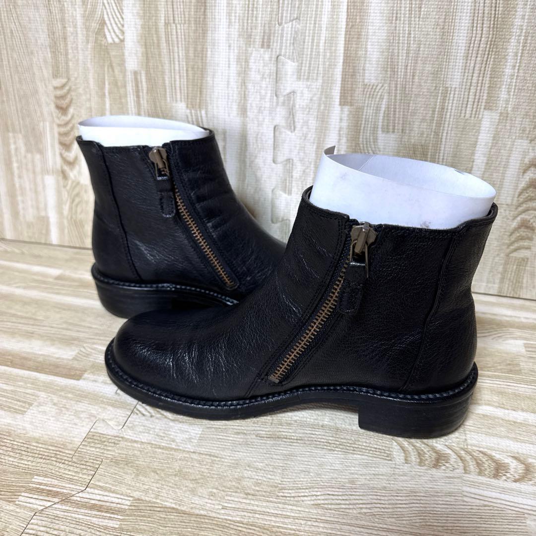 極美品】SAYAサヤ レザーサイドジップショートブーツ 黒 牛革 23cm