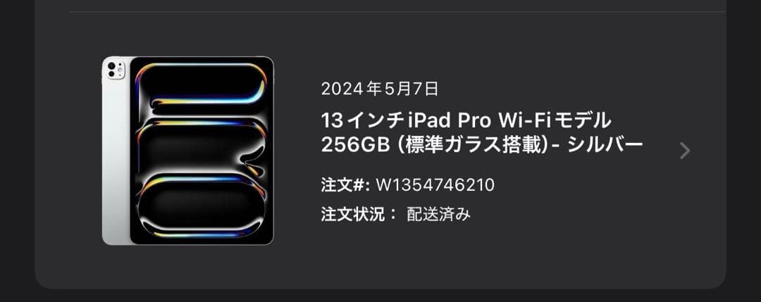 M4 iPad Pro 13.1inch WiFiモデル 256GB