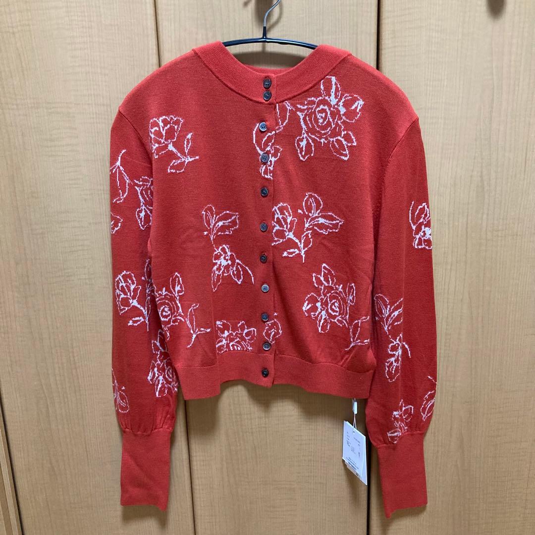新品 田中みな実×CLANE FLOWER CARDIGAN RED サイズ1