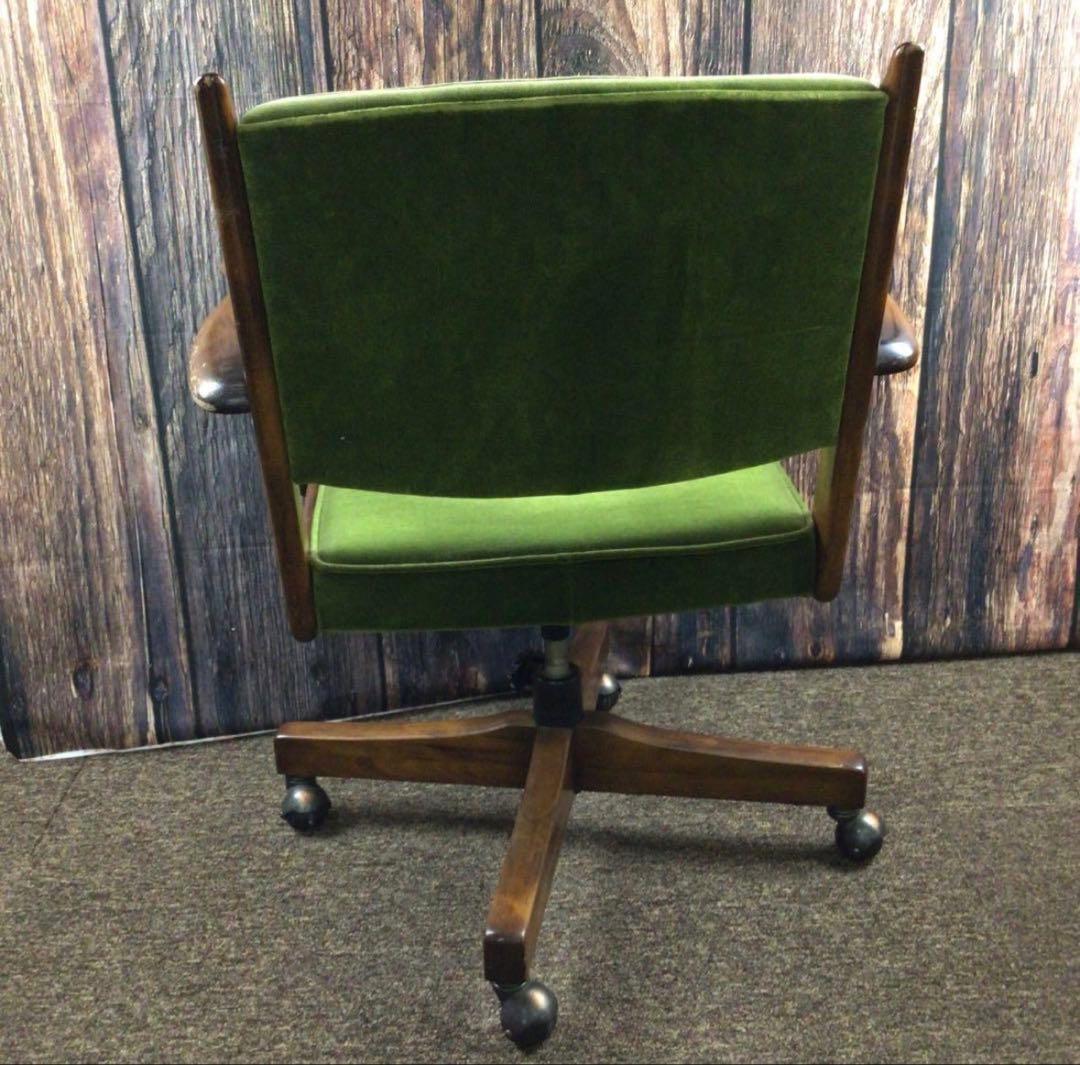 カリモク コロニアル デスクチェア モスグリーン オールドカリモク