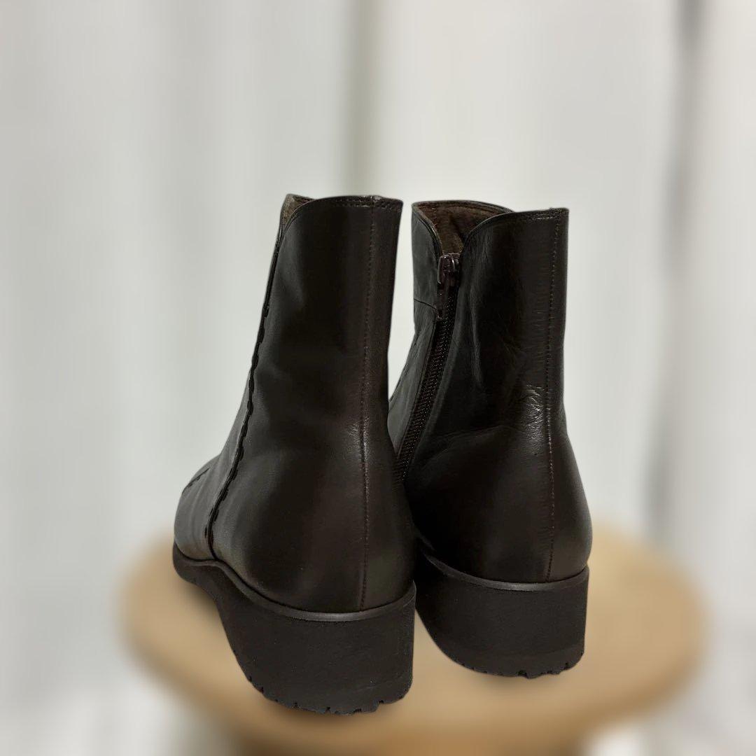 pedala ぺダラ 24cm レザー ショートブーツ ブラウン EEE 茶 - メルカリ