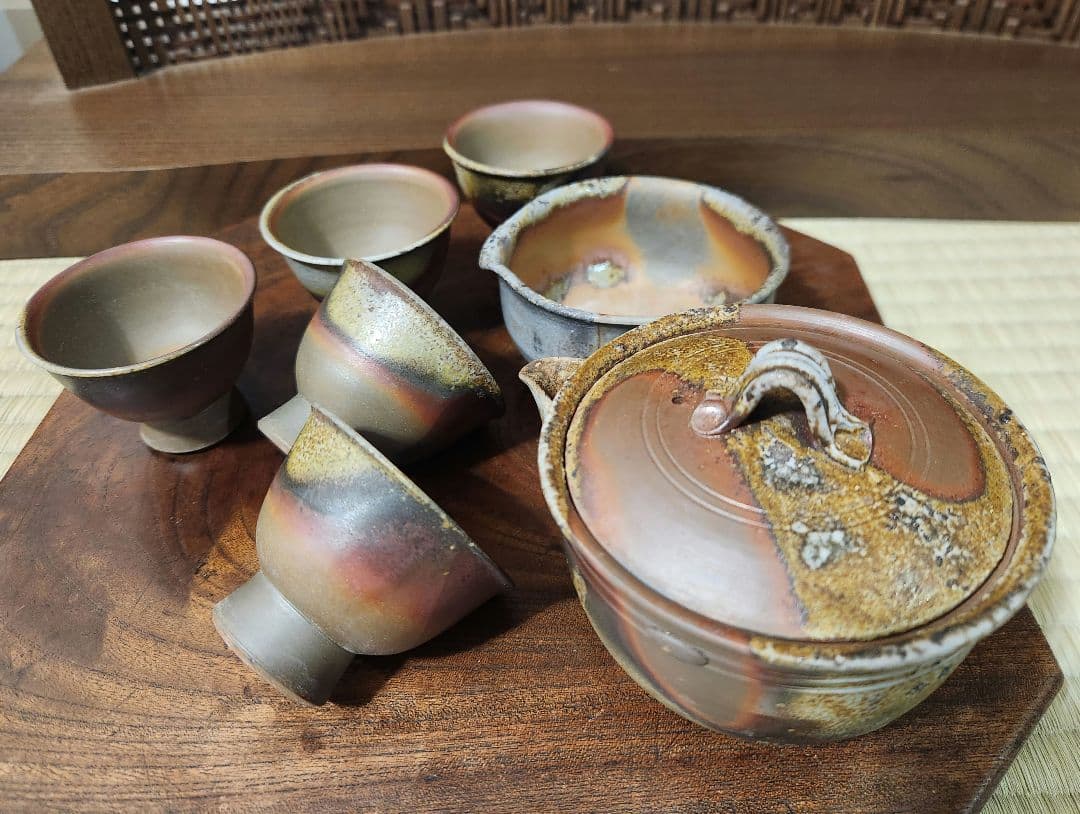 備前焼　宝瓶　茶器揃 備前焼宝瓶 急須 宝瓶 - Sazen Tea