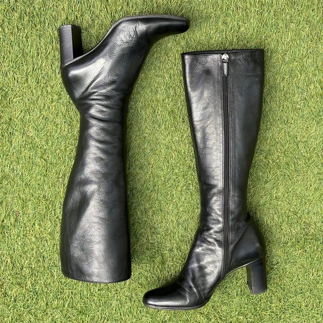 GUCCI グッチ インターロッキング GG ロングブーツ 黒 レザー 本革