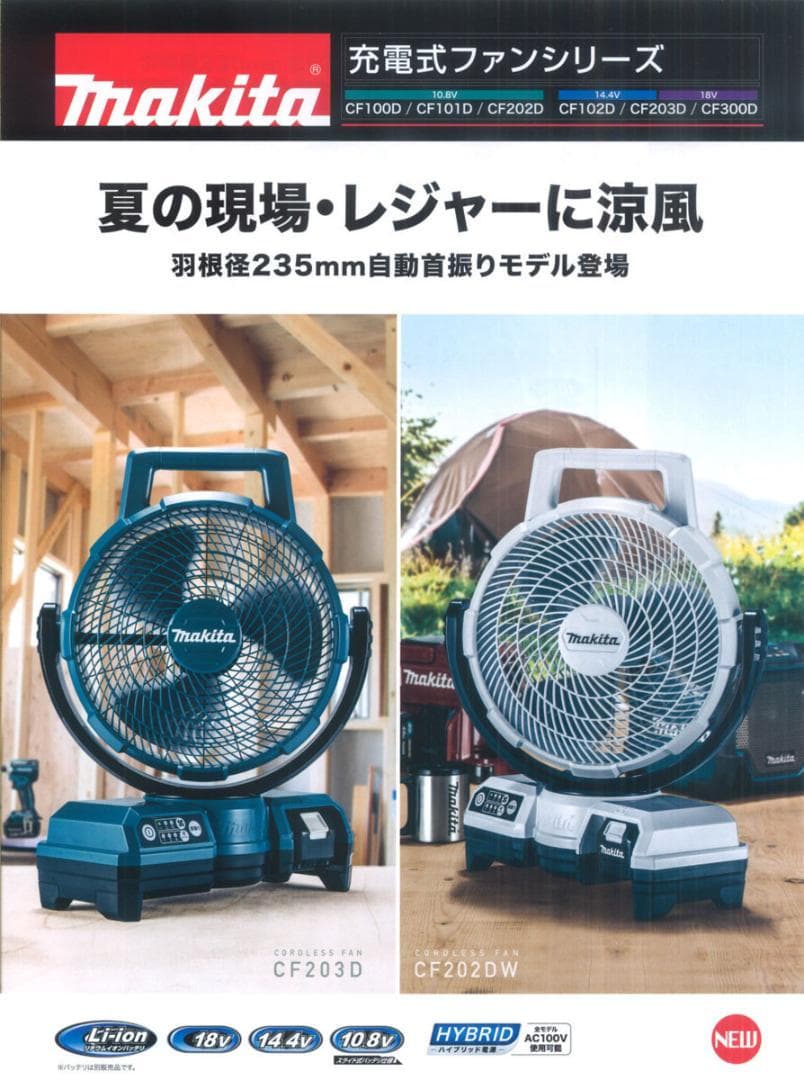 ■マキタ 14.4V 18V 充電式ファン CF203DZ 青★コードレス扇風機