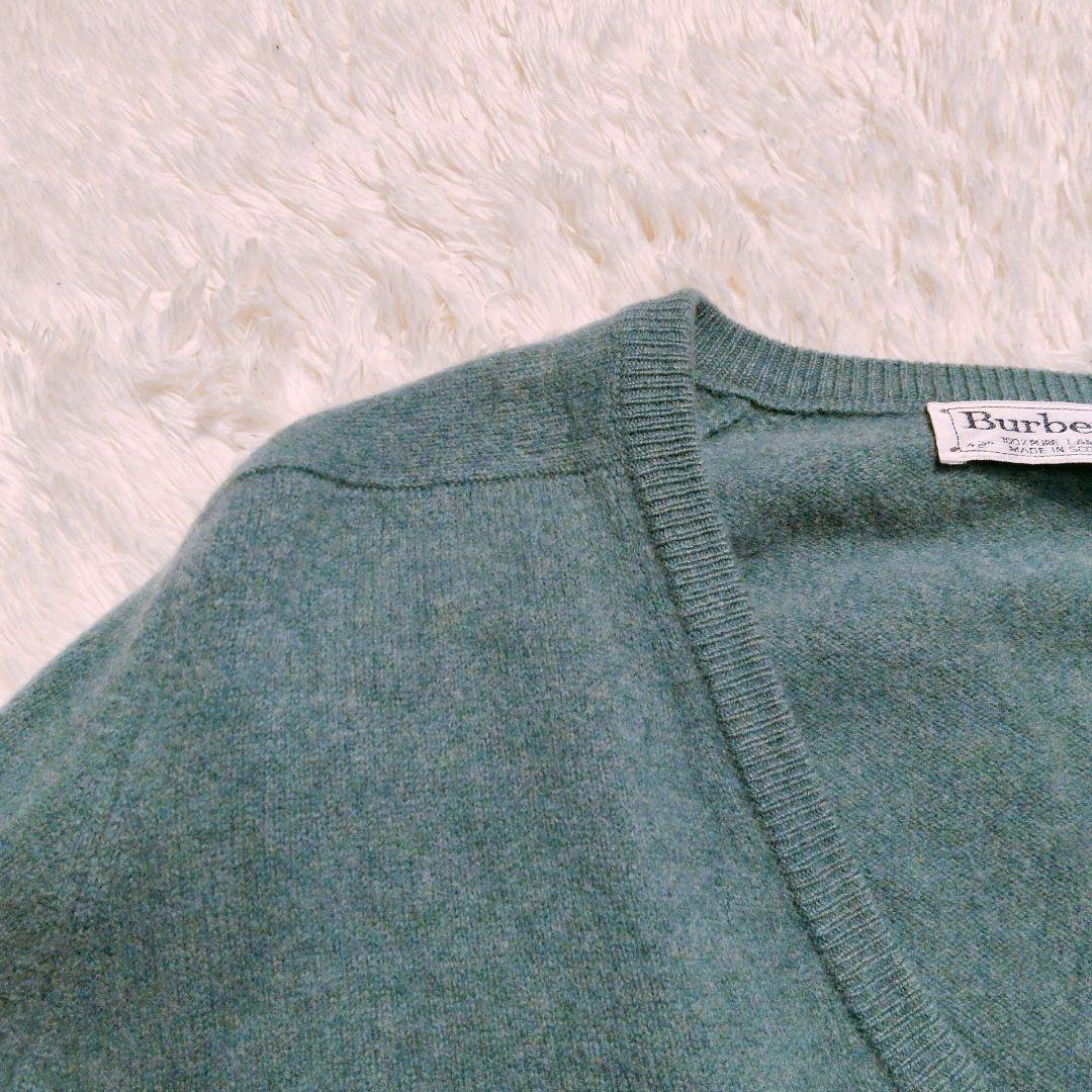 Burberrys スコットランド製 Vネックニット 刺繍ロゴ ウール100%